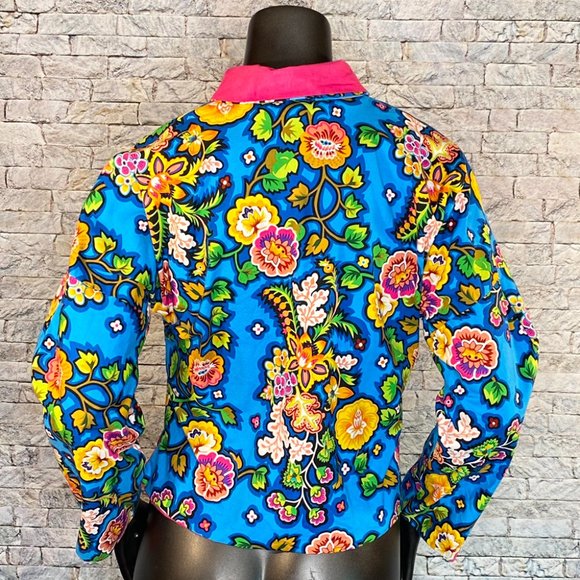 Kimono Jacket Braided Buttons Handmade Item Size Medium Cropped Floral - Picture 6 of 6